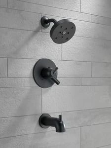 Outlet ⌛ Delta Faucet Trinsic® Single Handle Single Function Bathtub & Shower Faucet in Matte Black (Trim Only) 😀 - Image 5