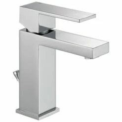 Outlet 👏 Delta Faucet Modern Single Handle Centerset Bathroom Sink Faucet with Pop-Up Drain Assembly in Polished Chrome ⭐