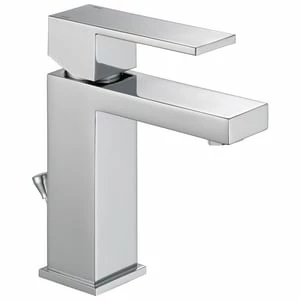 Outlet 👏 Delta Faucet Modern Single Handle Centerset Bathroom Sink Faucet with Pop-Up Drain Assembly in Polished Chrome ⭐