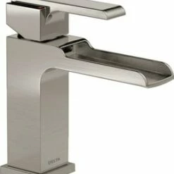 Buy 👏 Delta Faucet Ara® Single Handle Monoblock Waterfall Bathroom Sink Faucet with Metal Pop-Up Drain in Brilliance Stainless 🎁