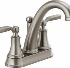 Wholesale ❤️ Delta Faucet Woodhurst™ Two Handle Centerset Bathroom Sink Faucet with Metal Pop-Up in Brilliance Stainless ❤️