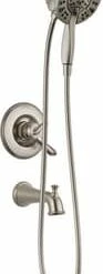 Hot Sale ❤️ Delta Faucet Linden™ Two Handle Multi Function Bathtub & Shower Faucet in Brilliance® Stainless (Trim Only) 🔔
