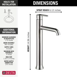 Hot Sale 🎁 Delta Faucet Trinsic® Single Handle Vessel Filler Bathroom Sink Faucet in Brilliance® Stainless ✨ - Image 2
