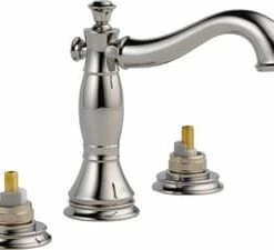 Best Sale ⭐ Delta Faucet Cassidy™ Two Handle Widespread Bathroom Sink Faucet with Pop-Up Drain Assembly in Polished Nickel (Handles Sold Separately) 😍