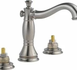 Wholesale 😍 Delta Faucet Cassidy™ Two Handle Widespread Bathroom Sink Faucet with Pop-Up Drain Assembly in Stainless (Handles Sold Separately) ⌛