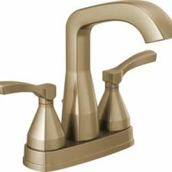 Coupon ⭐ Delta Faucet Stryke® Two Handle Centerset Bathroom Sink Faucet in Champagne Bronze 🥰
