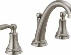 Best Pirce 🤩 Delta Faucet Woodhurst™ Two Handle Widespread Bathroom Sink Faucet with Metal Pop-Up Drain in Brilliance Stainless 🔔