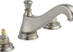 Best deal 👏 Delta Faucet Cassidy™ Two Handle Widespread Bathroom Sink Faucet with Low Arc Spout in Stainless (Handles Sold Separately) 🛒