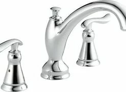 Promo 🎁 Delta Faucet Linden™ Two Handle Roman Tub Faucet in Polished Chrome Trim Only 🛒
