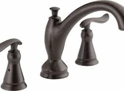 Best Sale ⭐ Delta Faucet Linden™ Two Handle Roman Tub Faucet in Venetian Bronze Trim Only ✔️