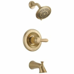 Coupon 💯 Delta Faucet Lahara® Single Handle Multi Function Bathtub & Shower Faucet in Brilliance® Champagne Bronze (Trim Only) 👍
