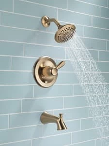 Coupon 💯 Delta Faucet Lahara® Single Handle Multi Function Bathtub & Shower Faucet in Brilliance® Champagne Bronze (Trim Only) 👍 - Image 3