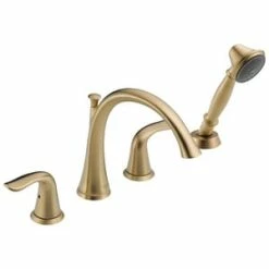 Best deal 😉 Delta Faucet Lahara® Two Handle Roman Tub Faucet in Champagne Bronze Trim Only ✔️