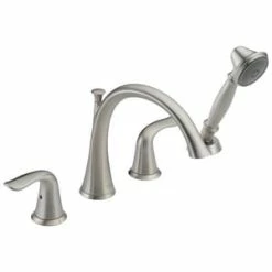 Best deal 👍 Delta Faucet Lahara® Two Handle Roman Tub Faucet in Brilliance Stainless Trim Only 🛒