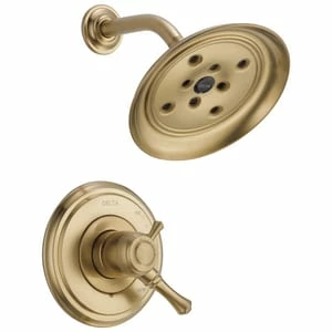 Coupon 👏 Delta Faucet Cassidy™ Series Two Handle Single Function Shower Faucet in Brilliance® Champagne Bronze (Trim Only) ✔️