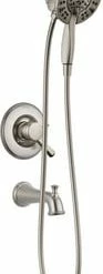Promo 🤩 Delta Faucet Linden™ Two Handle Multi Function Bathtub & Shower Faucet in Brilliance® Stainless (Trim Only) 💯