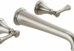 Best Sale 🎁 Delta Faucet Cassidy™ Two Handle Wall Mount Filler in Brilliance Stainless Trim Only 🛒