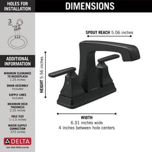 Hot Sale 🔔 Delta Faucet Ashlyn® Two Handle Centerset Bathroom Sink Faucet in Matte Black 🎉 - Image 4