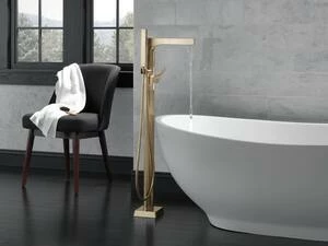 New ⌛ Delta Faucet Zura® Single Handle Lever Floor Mount Filler in Brilliance® Champagne Bronze (Trim Only) 👍 - Image 2