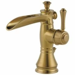Promo 🎉 Delta Faucet Cassidy™ Single Handle Centerset Waterfall Bathroom Sink Faucet with Pop-Up Drain Assembly in Champagne Bronze 😀