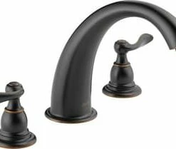 Deals 🥰 Delta Faucet Windemere® Two Handle Roman Tub Faucet in Oil Rubbed Bronze Trim Only 👏