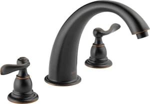Deals 🥰 Delta Faucet Windemere® Two Handle Roman Tub Faucet in Oil Rubbed Bronze Trim Only 👏