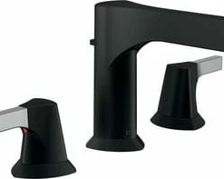 Buy 🥰 Delta Faucet Zura® Two Handle Widespread Bathroom Sink Faucet in Polished Chrome with Matte Black 🔥