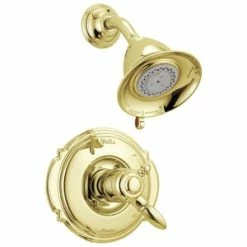 Best deal ❤️ Delta Faucet Victorian® 2.5 gpm Shower Trim Kit with Single Lever Handle and 2-Function Showerhead in Brilliance Polished Brass (Trim Only) 🎉