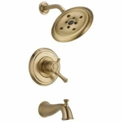 Best Pirce 🛒 Delta Faucet Cassidy™ Two Handle Single Function Bathtub & Shower Faucet in Brilliance® Champagne Bronze (Trim Only) 👏
