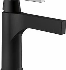 Budget 🧨 Delta Faucet Zura® Single Handle Monoblock Bathroom Sink Faucet in Polished Chrome with Matte Black 🥰
