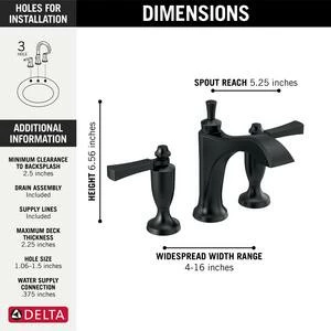 New ⭐ Delta Faucet Dorval™ Two Handle Widespread Bathroom Sink Faucet in Matte Black 🌟 - Image 2
