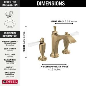 Cheap 🌟 Delta Faucet Dorval™ Two Handle Widespread Bathroom Sink Faucet in Champagne Bronze with Porcelain 🔥 - Image 2