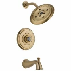 New ⌛ Delta Faucet Cassidy™ No Handle Single Function Bathtub & Shower Faucet in Brilliance® Champagne Bronze (Trim Only) ⭐