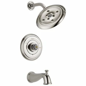 Hot Sale 🌟 Delta Faucet Cassidy™ No Handle Single Function Bathtub & Shower Faucet in Brilliance® Polished Nickel (Trim Only) 🧨