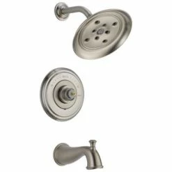 Best deal 🥰 Delta Faucet Cassidy™ No Handle Single Function Bathtub & Shower Faucet in Brilliance® Stainless (Trim Only) 🔥