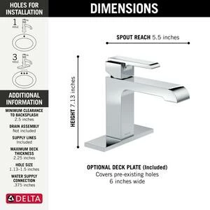 New ✨ Delta Faucet Ara® Single Handle Centerset Bathroom Sink Faucet in Polished Chrome 🎉 - Image 3