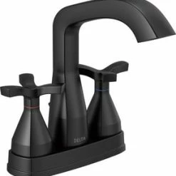 Buy 🔔 Delta Faucet Stryke® Double Cross Handle Centerset Bathroom Sink Faucet in Matte Black 🎁