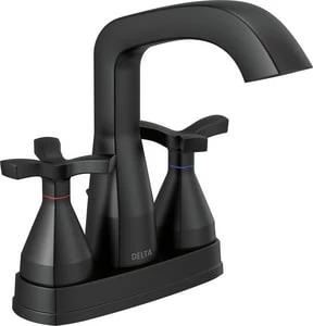 Buy 🔔 Delta Faucet Stryke® Double Cross Handle Centerset Bathroom Sink Faucet in Matte Black 🎁