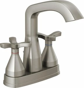Budget ✔️ Delta Faucet Stryke® Two Handle Centerset Bathroom Sink Faucet in Brilliance® Stainless ✔️