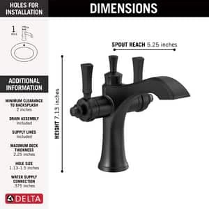 Deals 🎁 Delta Faucet Dorval™ Two Handle Monoblock Bathroom Sink Faucet in Matte Black 🤩 - Image 3
