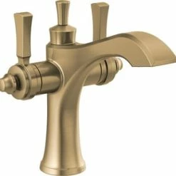 Outlet 😀 Delta Faucet Dorval™ Two Handle Monoblock Bathroom Sink Faucet in Brilliance® Champagne Bronze ✔️