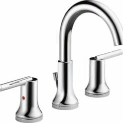 Deals ✨ Delta Faucet Trinsic® Two Handle Widespread Bathroom Sink Faucet with Metal Drain Assembly in Polished Chrome 😍