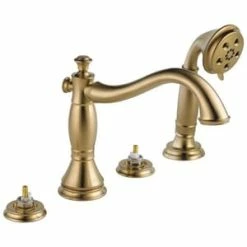 Flash Sale 👏 Delta Faucet Cassidy™ No Handle Roman Tub Faucet in Champagne Bronze Trim Only ✨