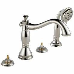 Wholesale ✔️ Delta Faucet Cassidy™ No Handle Roman Tub Faucet in Polished Nickel Trim Only ⭐
