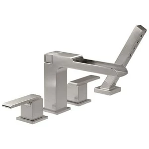 Cheap 🎉 Delta Faucet Ara® Two Handle Roman Tub Faucet in Stainless Trim Only ❤️