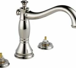 Deals 💯 Delta Faucet Cassidy™ Two Handle Roman Tub Faucet Trim less handles in Polished Nickel 🎁
