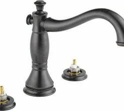 Flash Sale 👏 Delta Faucet Cassidy™ Two Handle Roman Tub Faucet Trim less handles in Venetian Bronze ⭐
