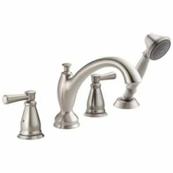 Best Pirce 🔥 Delta Faucet Linden™ Two Handle Roman Tub Faucet in Stainless Trim Only 🔔