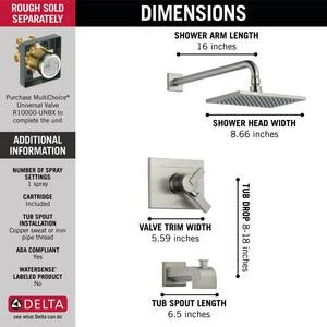 Cheap ⌛ Delta Faucet Vero® Two Handle Single Function Bathtub & Shower Faucet in Brilliance® Stainless (Trim Only) 🧨 - Image 2