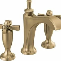 Hot Sale 😉 Delta Faucet Dorval™ Two Handle Widespread Bathroom Sink Faucet in Champagne Bronze Cross Handle 😀